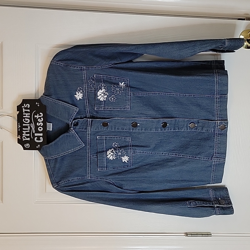 City Blues by Koret Denim Jacket Medium Embroidered